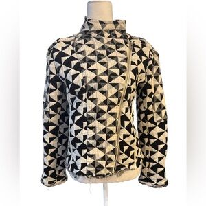 IRO Geometric Print Asymmetrical Jacket Black White Light Pink 38 (6)